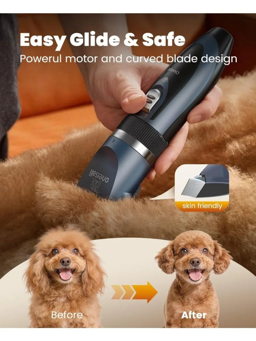 Low Noise 3-in-1 Dog Clippers & Nail Grinder Grooming Kit for All Breeds